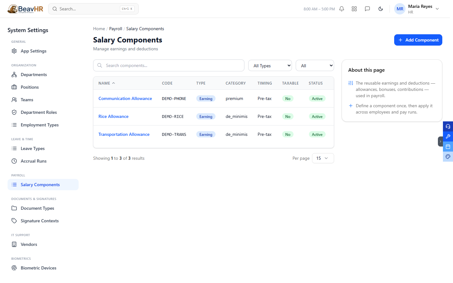 Salary Components